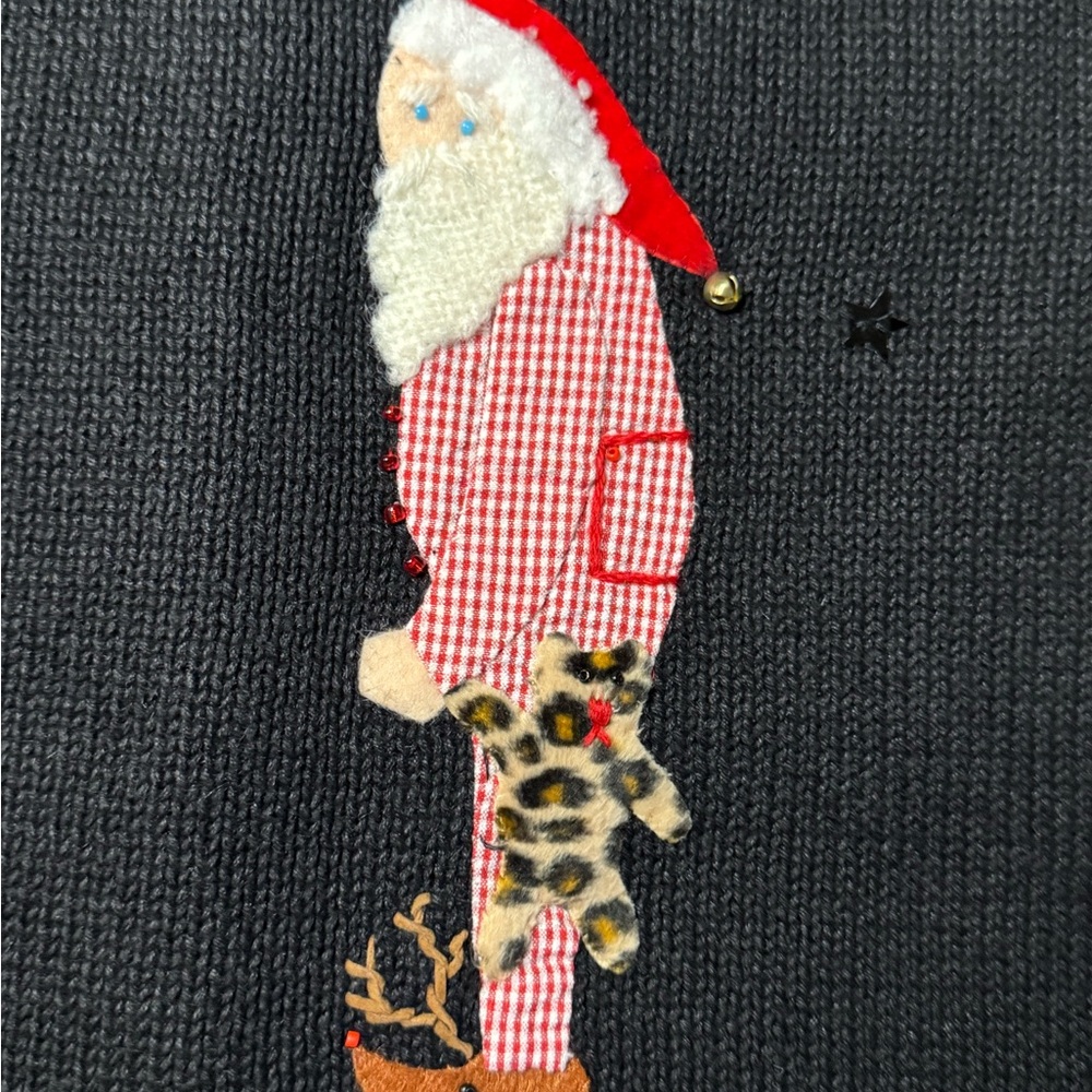 Susan Bristol Festive Black Cardigan with Santa Designs size medium - Picture 14 of 15
